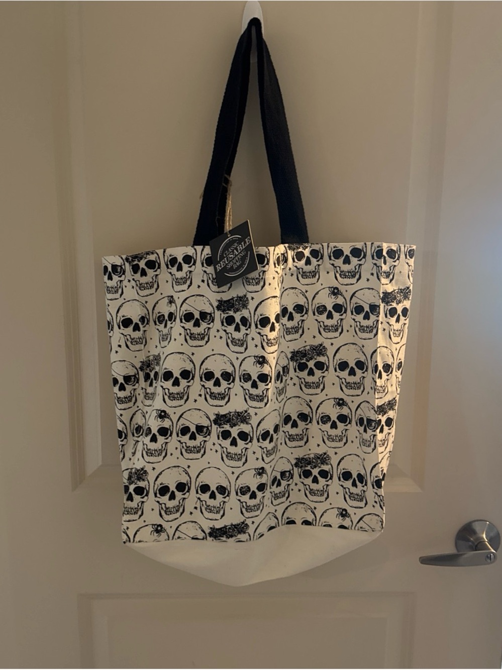 T.J.Maxx Black and Cream Skull Canvas Tote